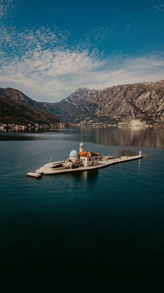 Kotor Bay Montenegro old town and mountains